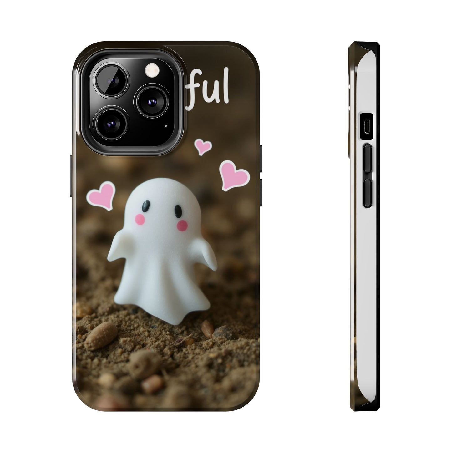 Cute Ghost Tough Phone Case - Beautiful Design with Heart Accents