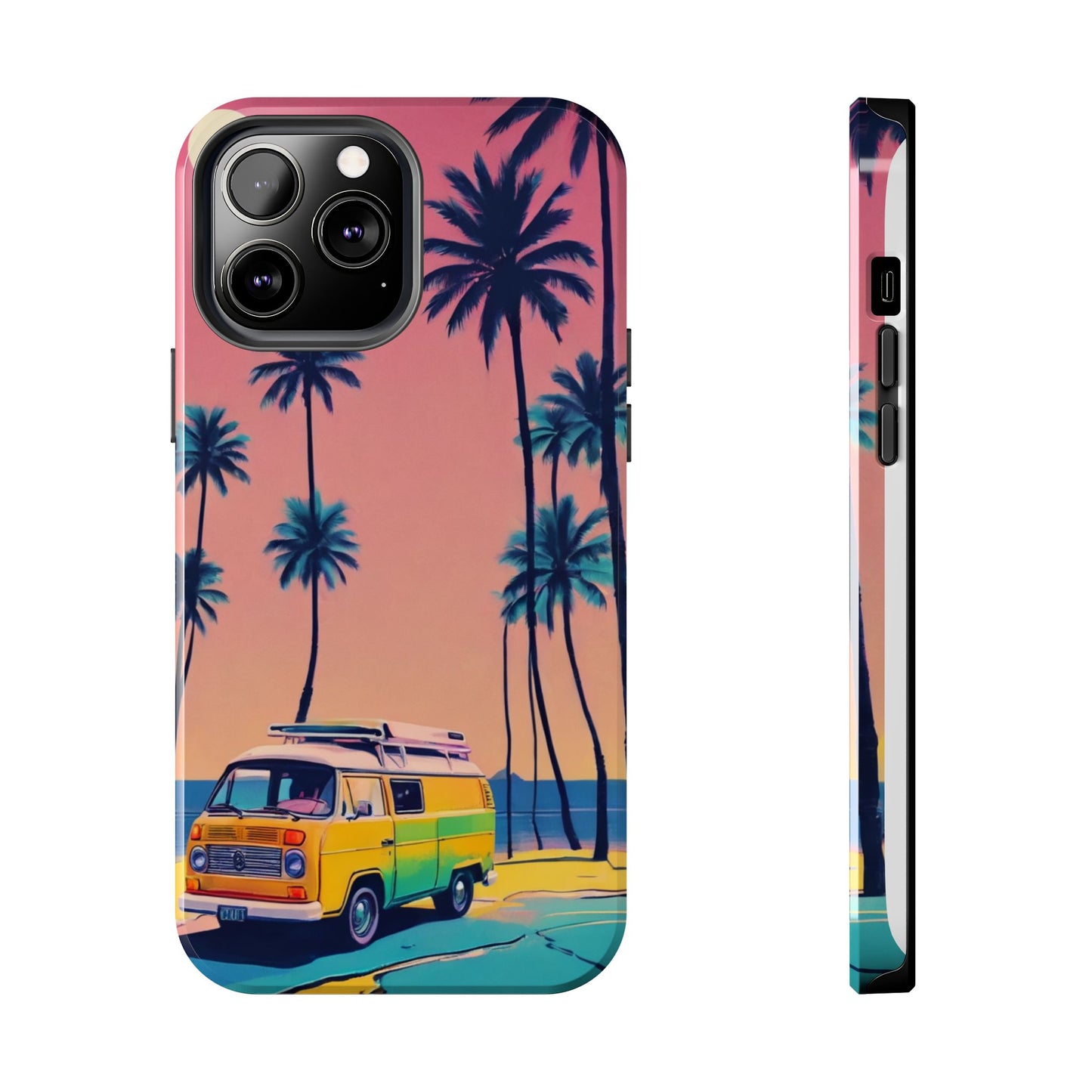Tropical Beach Vibe Tough Phone Case - Vintage Van Design - for iPhone