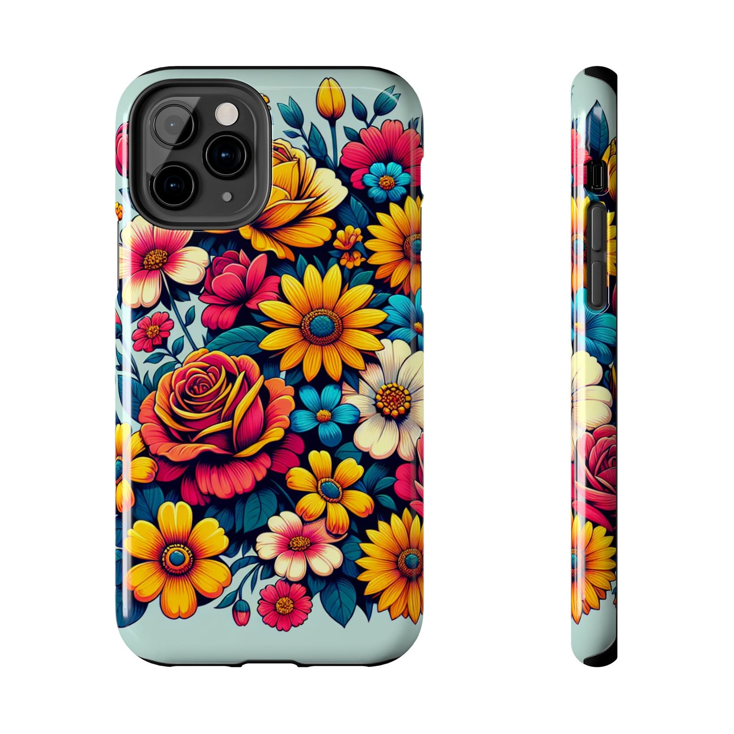 Vibrant Floral Tough Phone Case - Colorful Flower Design - for iPhone