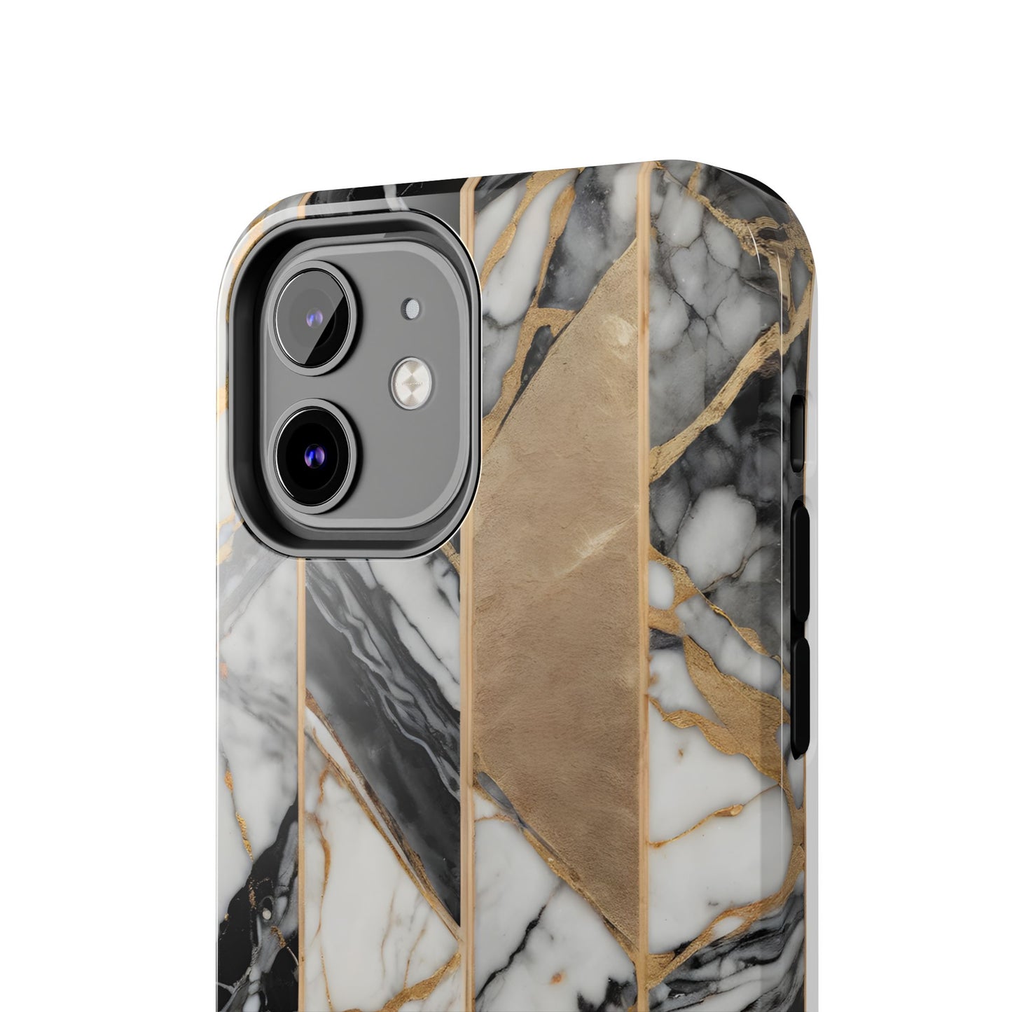 Marble Lines Tough Phone Case with Gold Accents - for iPhone