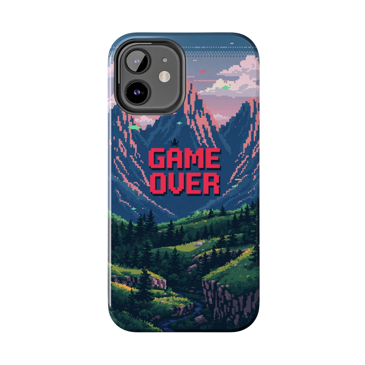 Pixel Art Tough Phone Case - 'Game Over' Design for Gamers