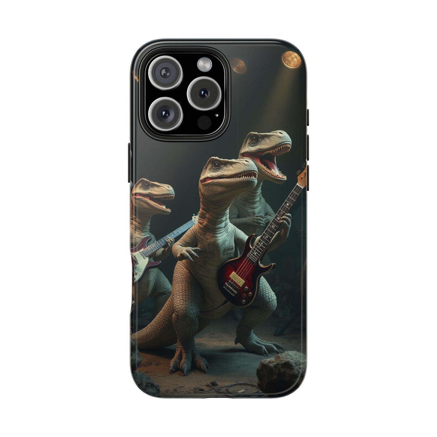 Rockin' Dinosaur Tough Phone Cases - Perfect for Music Lovers and Kids!