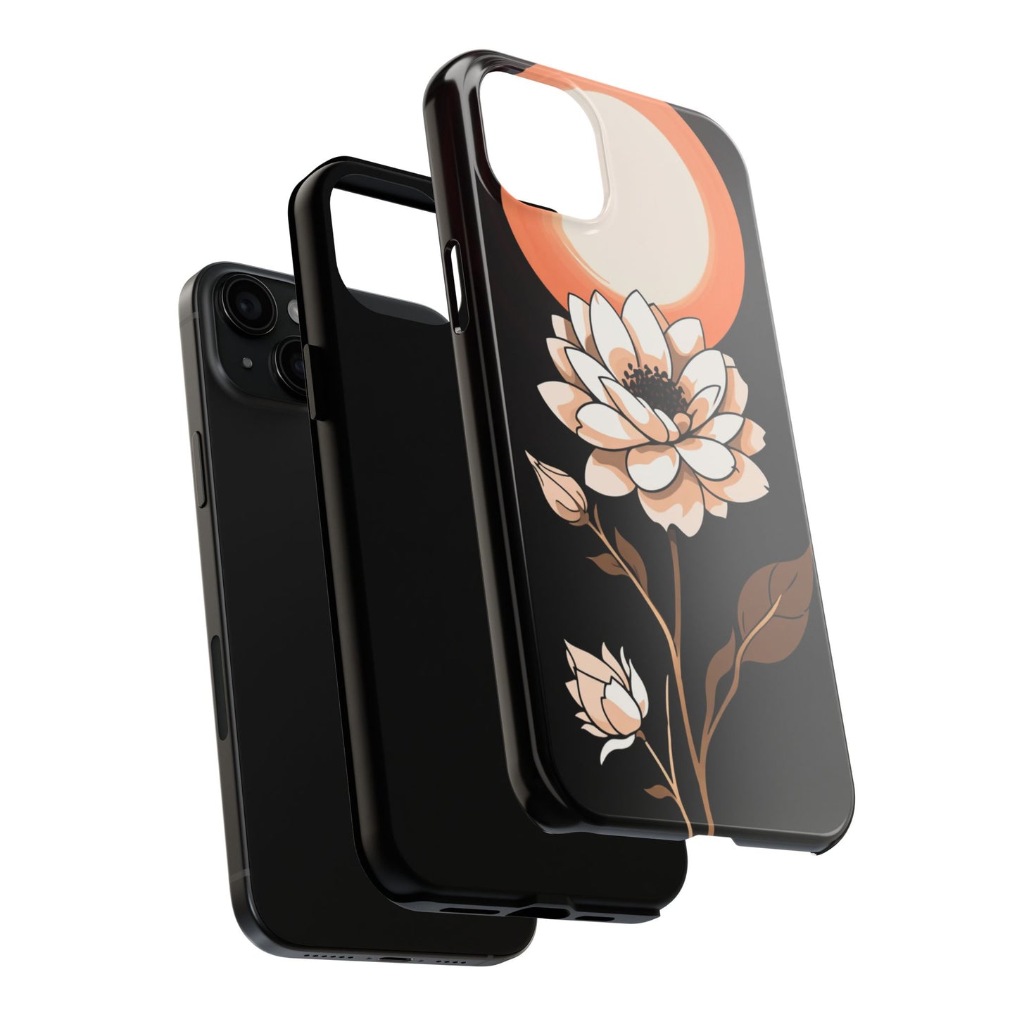 Elegant Contrast Floral Tough Phone Case - Stylish Protection for Your Device - for iPhone
