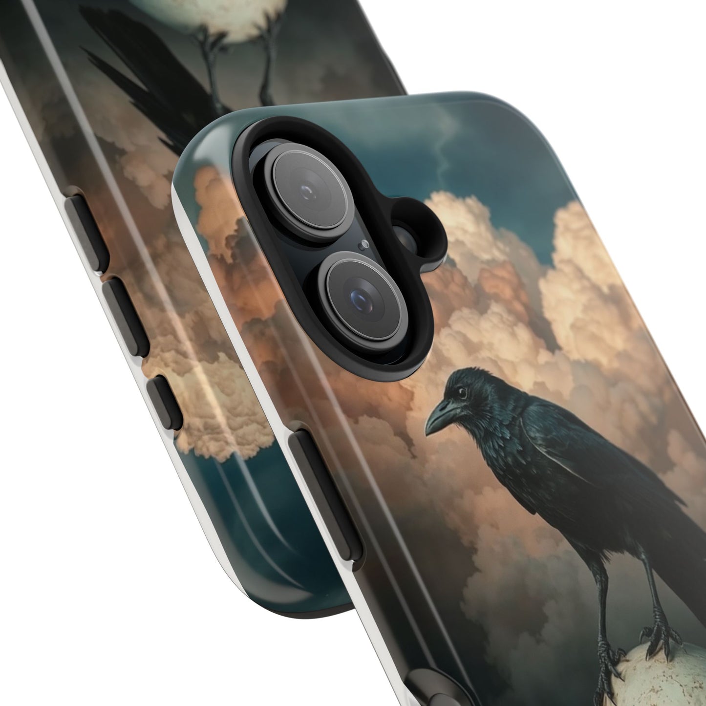 Gothic Raven Skull Tough Phone Case - Unique Protective Cover for Halloween Lovers