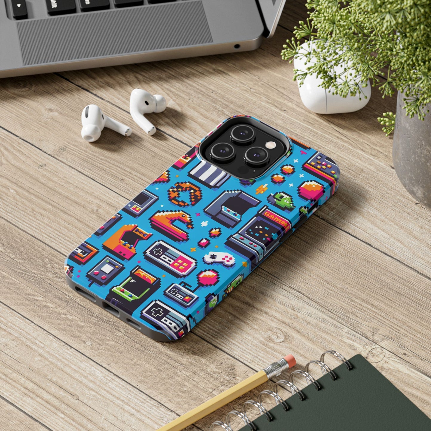 Retro Gaming Tough Phone Case - Pixel Art Design for Gamers - for iPhone