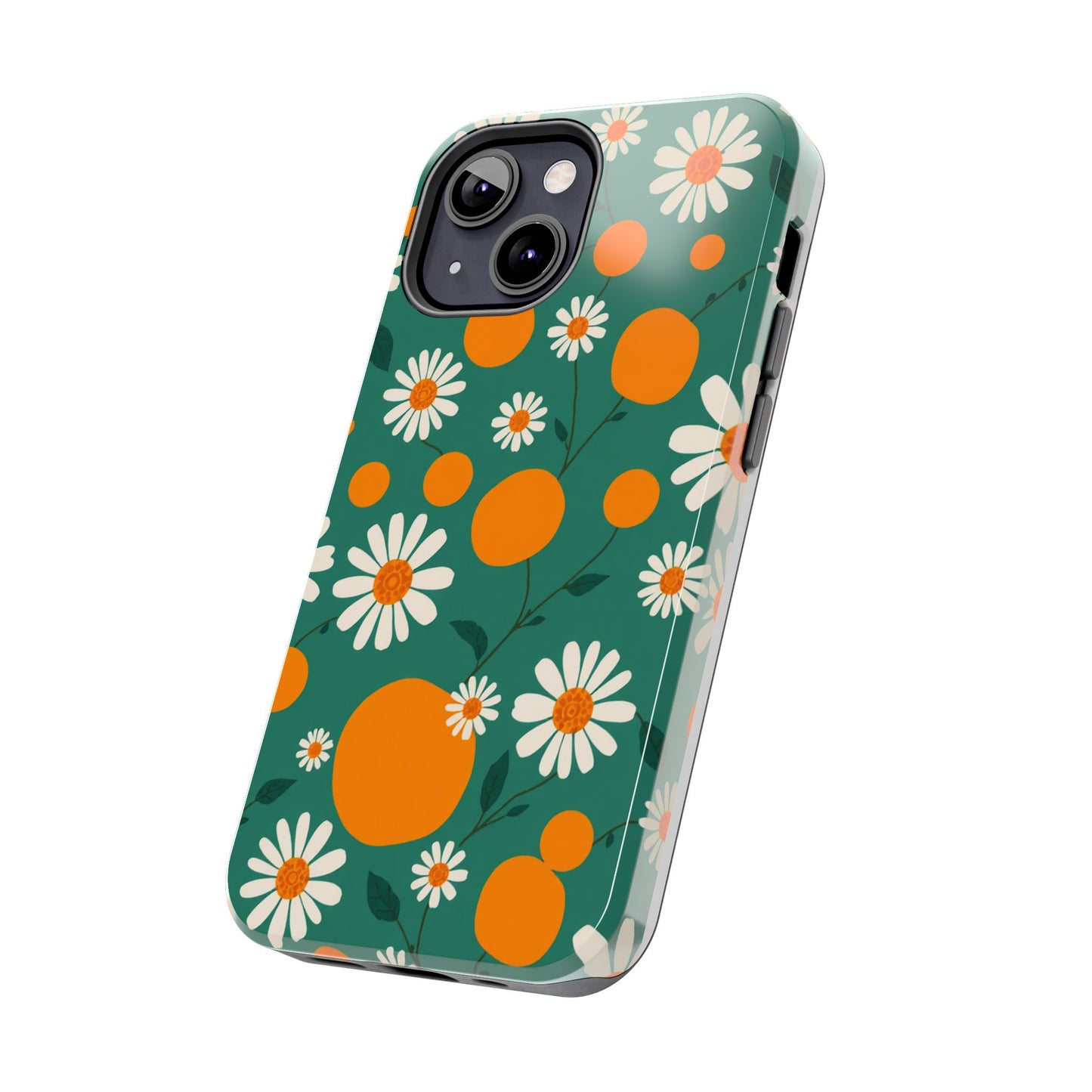 Floral Tough Phone Case - Daisy & Orange Design