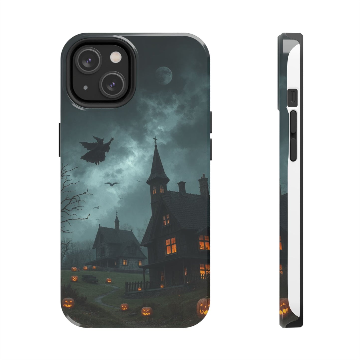 Halloween-Themed Tough Phone Case with Spooky House Design