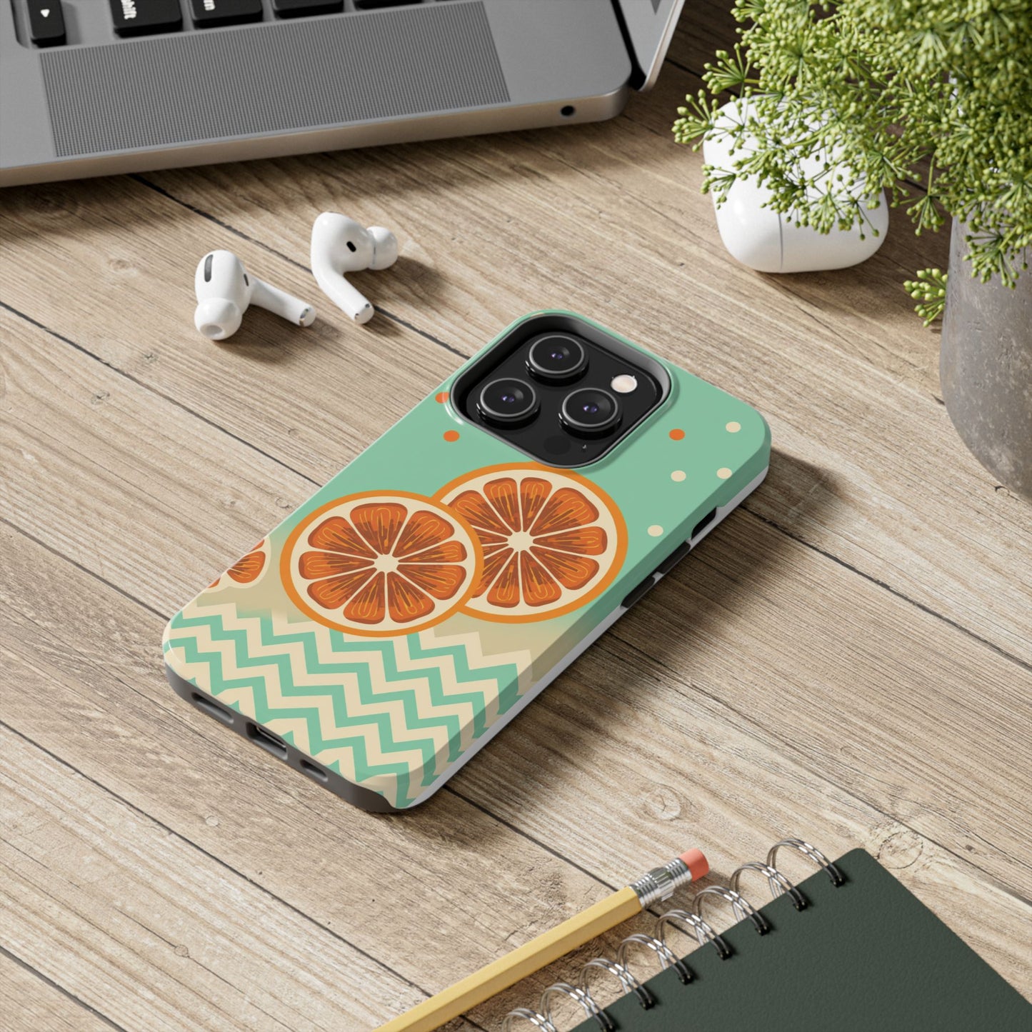 Citrus Vibe Tough Phone Case - Fun Orange Slice Design