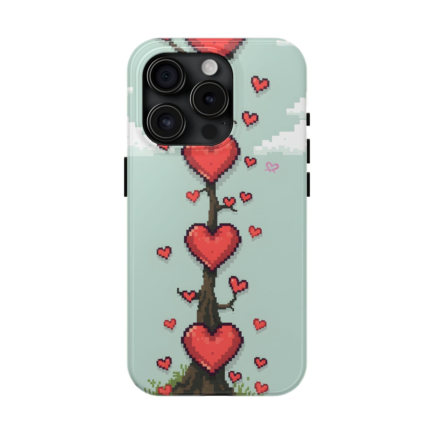 Pixelated Love Hearts Tree | Tough Phone Case - Cute Design - for iPhone