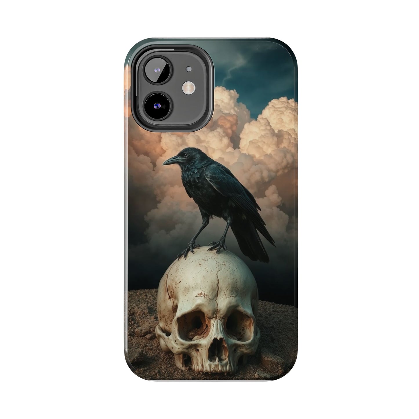 Gothic Raven Skull Tough Phone Case - Unique Protective Cover for Halloween Lovers