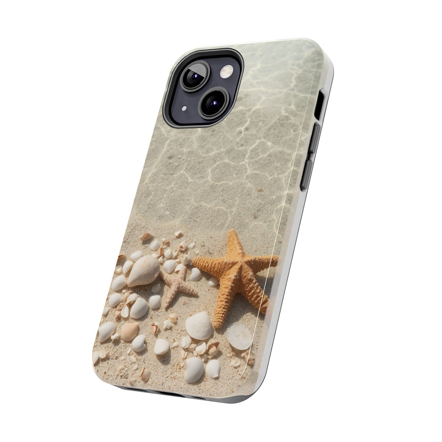 Beach-Inspired Tough Phone Case with Starfish and Seashell Design
