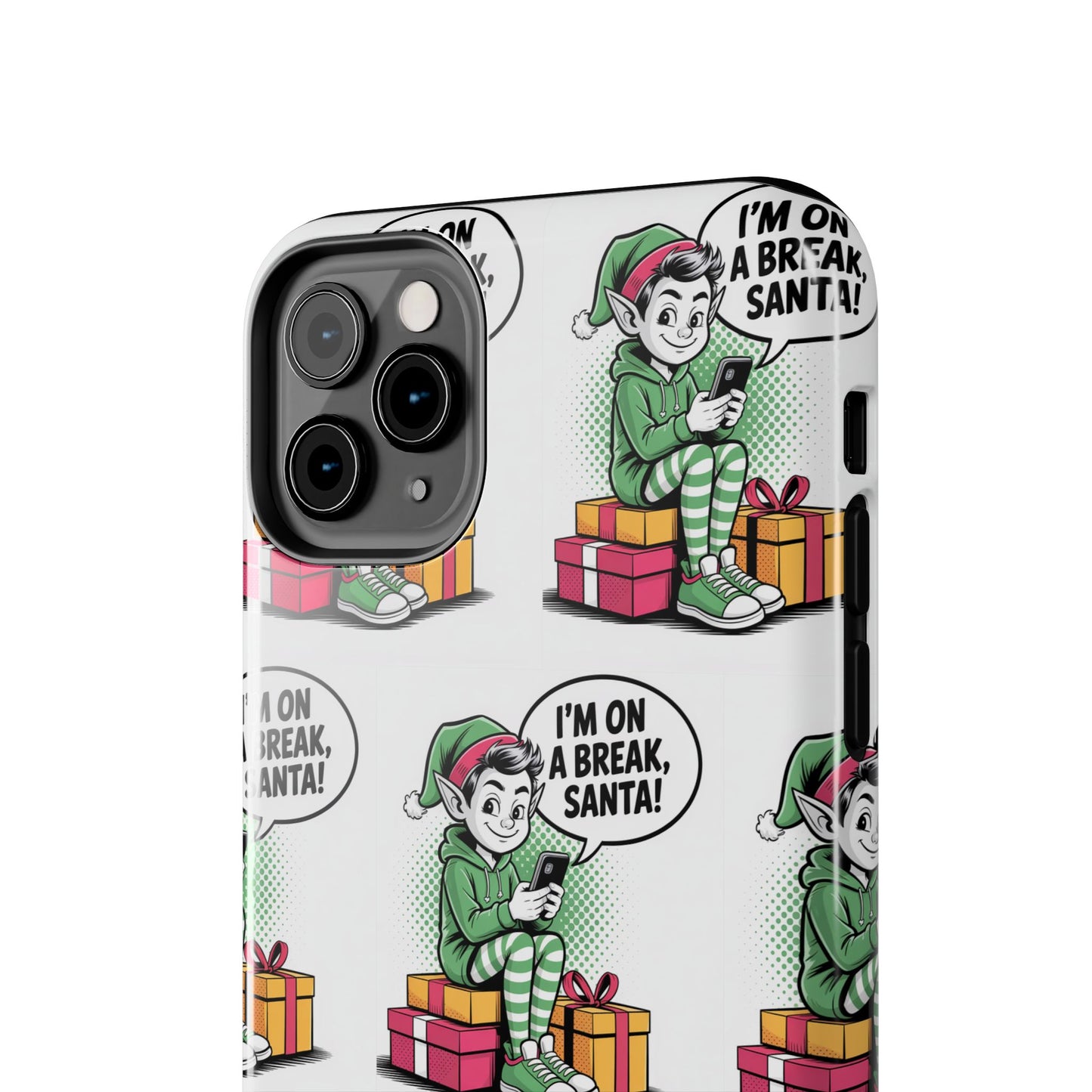 Christmas Elf Tough Phone Case - I'm on a Break, Santa Pattern!