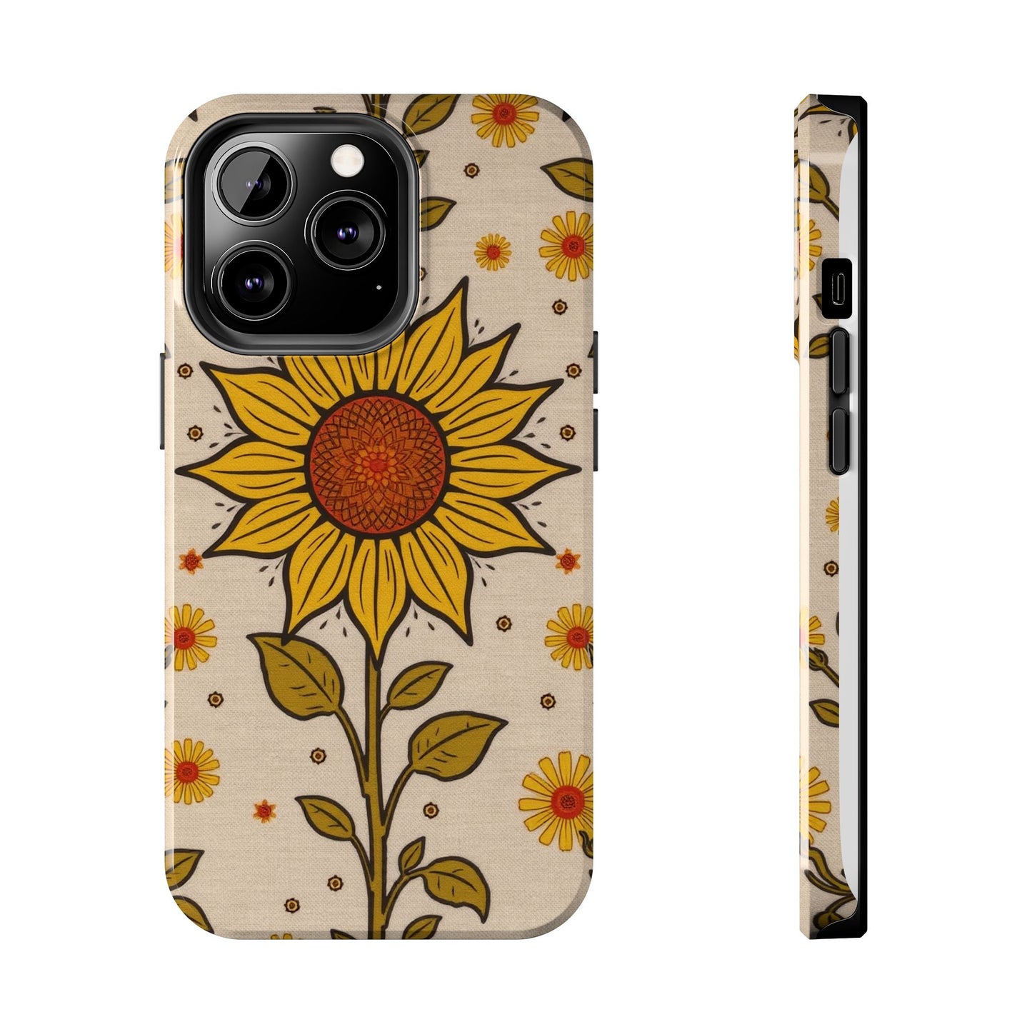 Bright Sunflower Origins Tough Phone Case - Floral Design for Nature Lovers - for iPhone