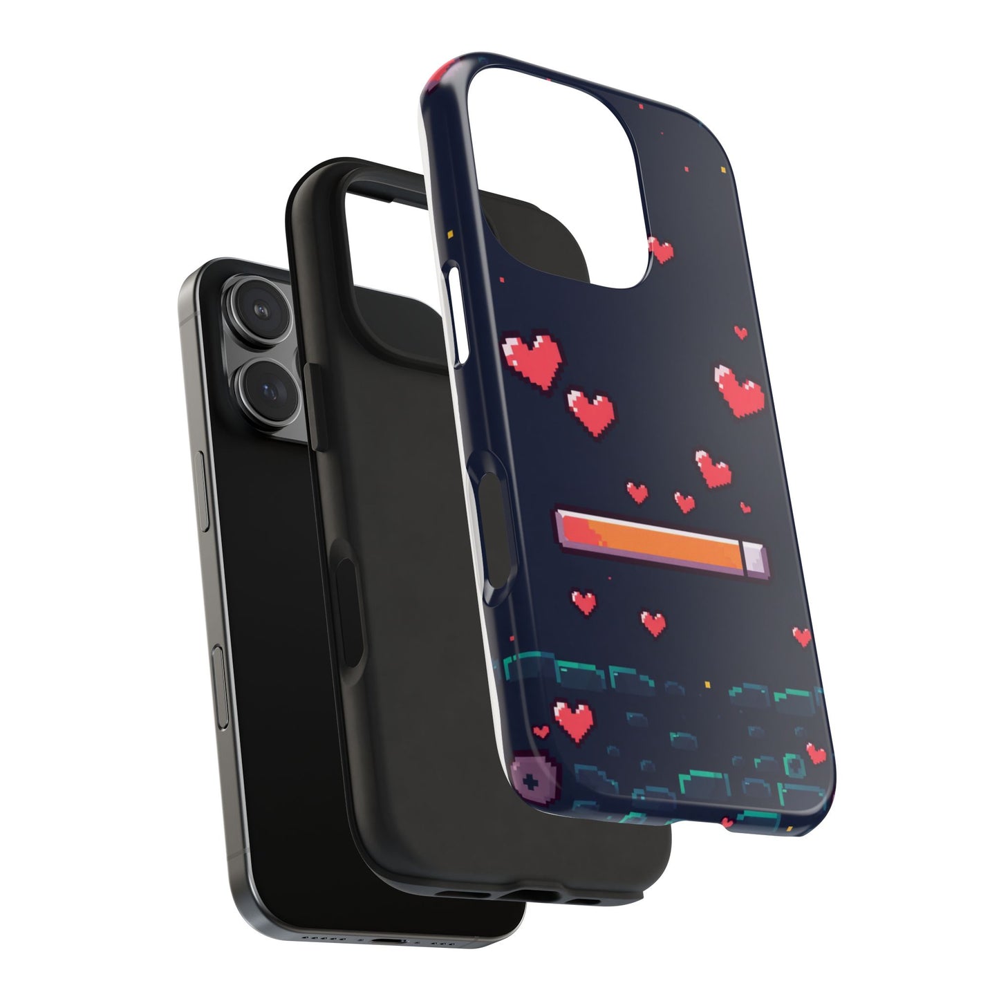 Pixel Heart Tough Phone Case - Retro Gamer Style for Valentine's Day