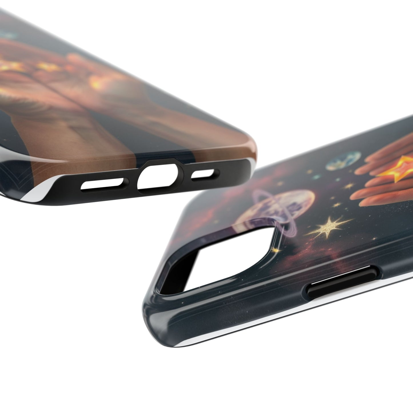 Galaxy Hands Tough Phone Case - Celestial Design for Star Lovers