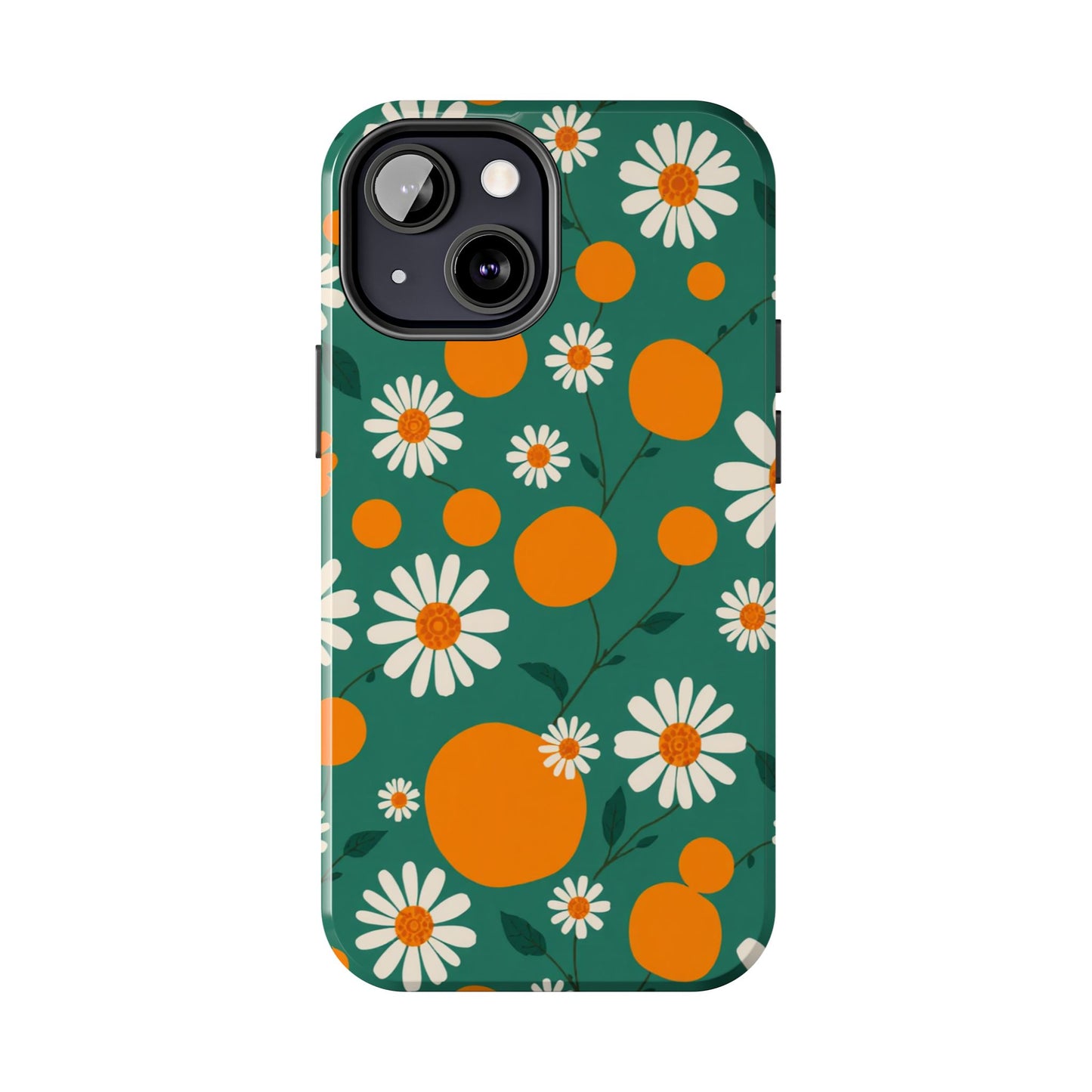 Floral Tough Phone Case - Daisy & Orange Design