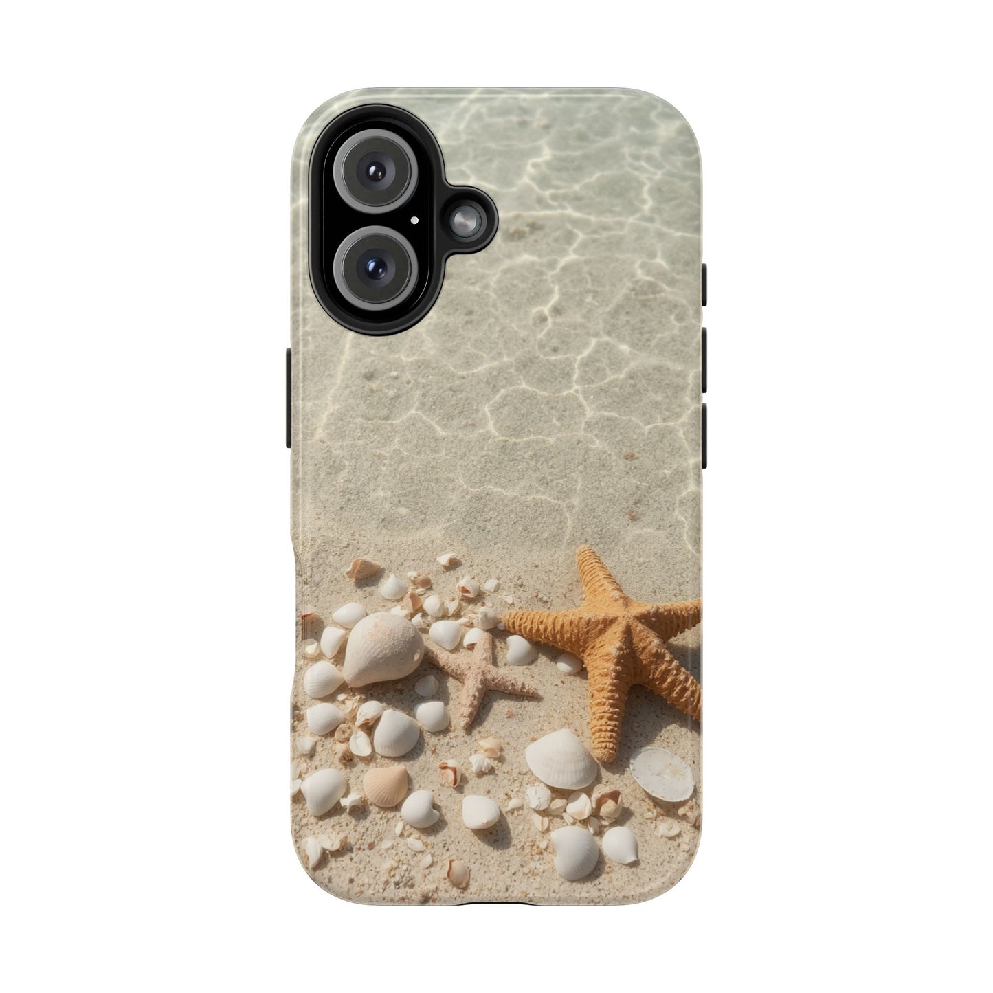 Beach-Inspired Tough Phone Case with Starfish and Seashell Design