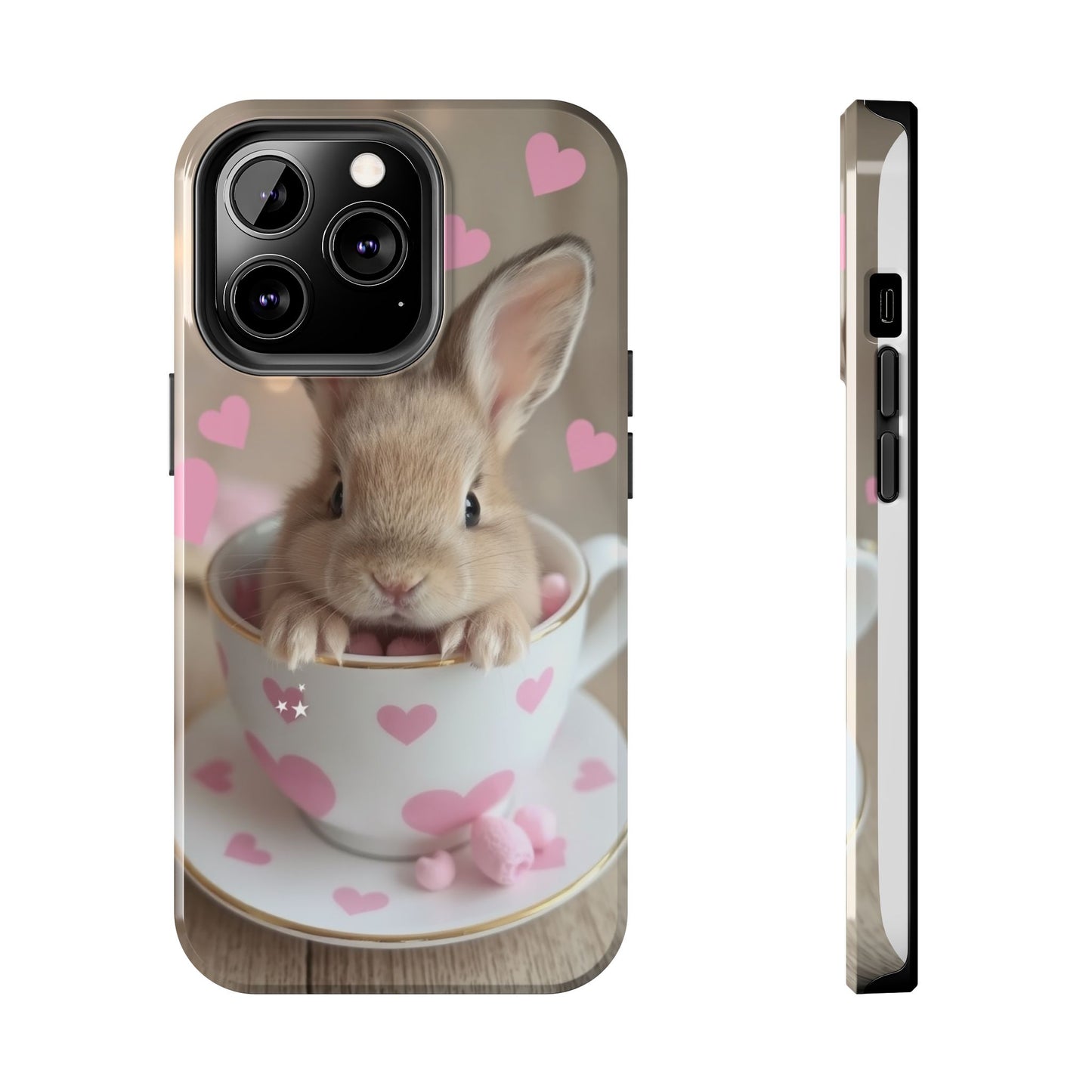 Adorable Bunny Phone Case with Heart Design - Cute Gift for Animal Lovers