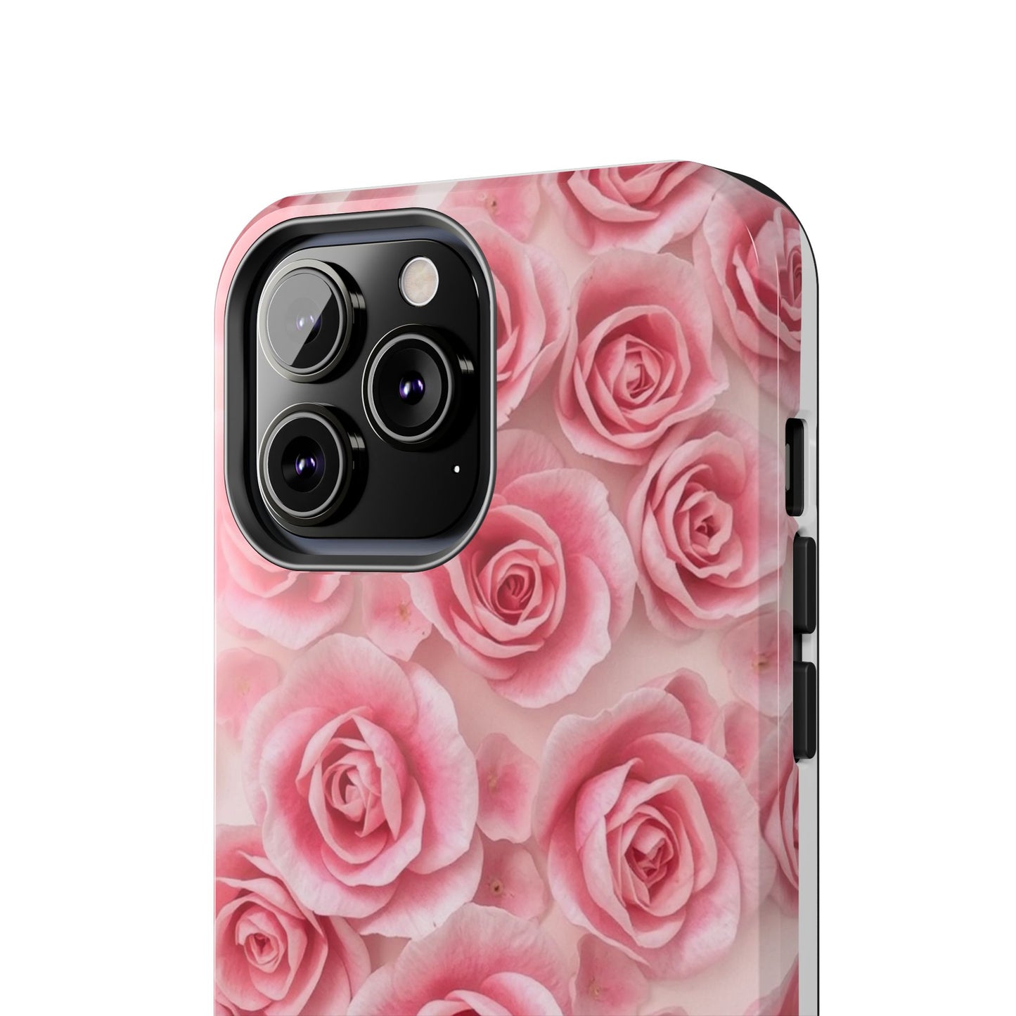 Floral Tough Phone Case - Pink Rose Design, Durable Protection for Flower Lovers