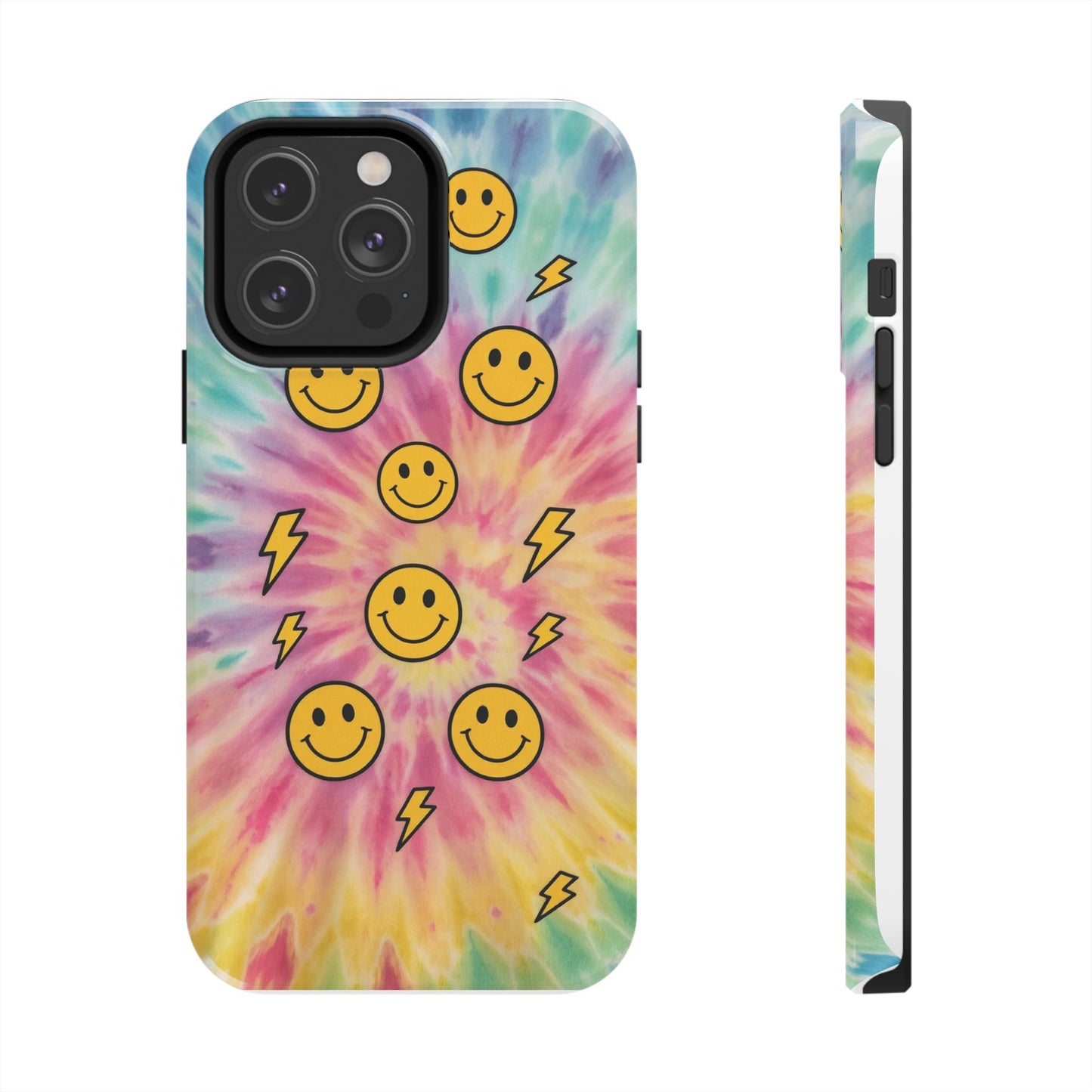 Colorful Smiley Lightning Tough Phone Case - Fun & Durable