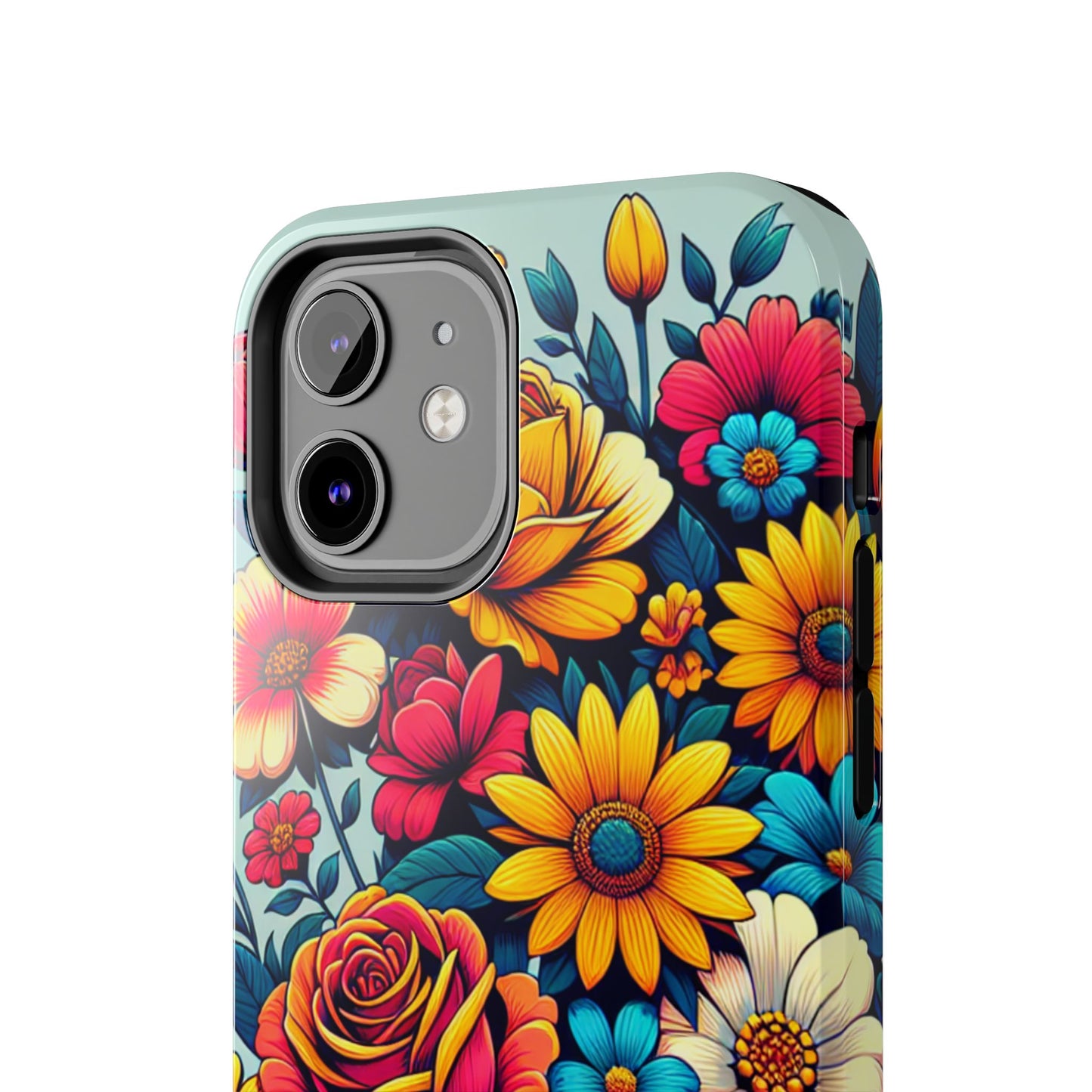 Vibrant Floral Tough Phone Case - Colorful Flower Design - for iPhone