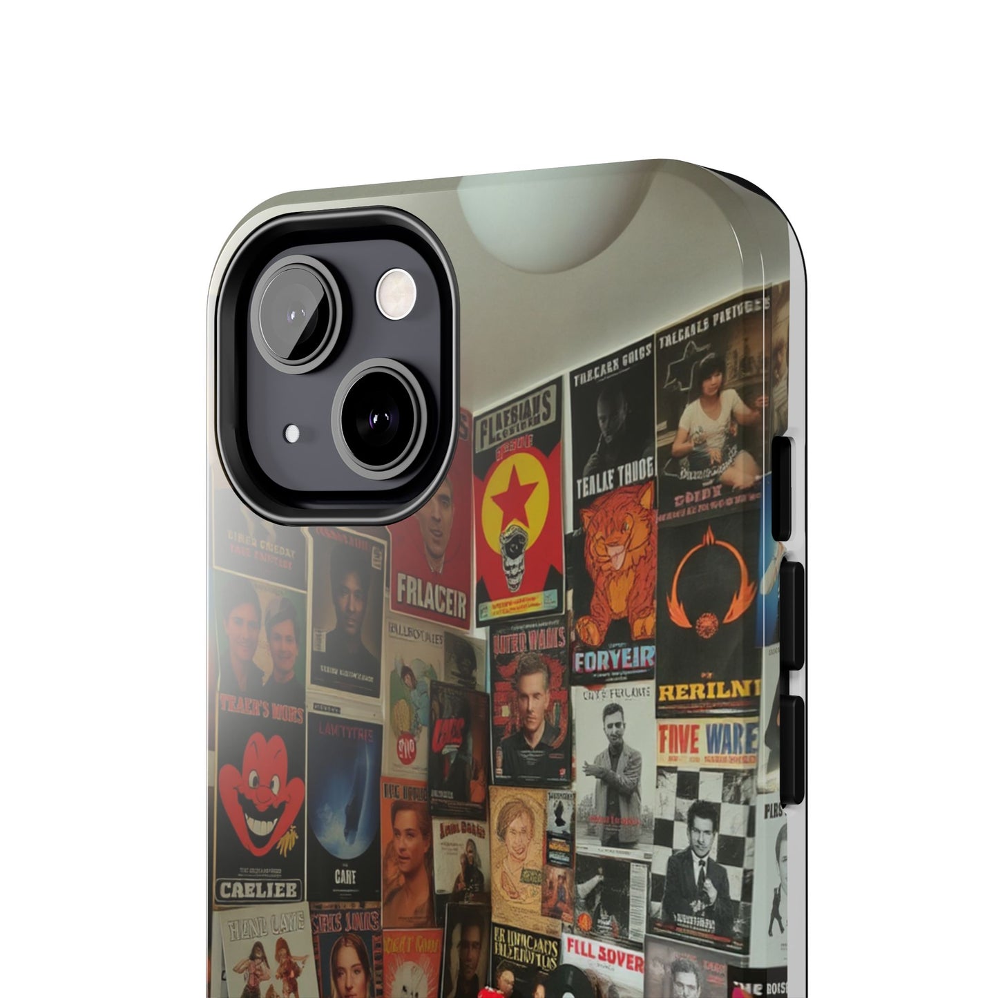 Retro Vibe Tough Phone Case - Vintage Movie Posters & Plush Toys Design