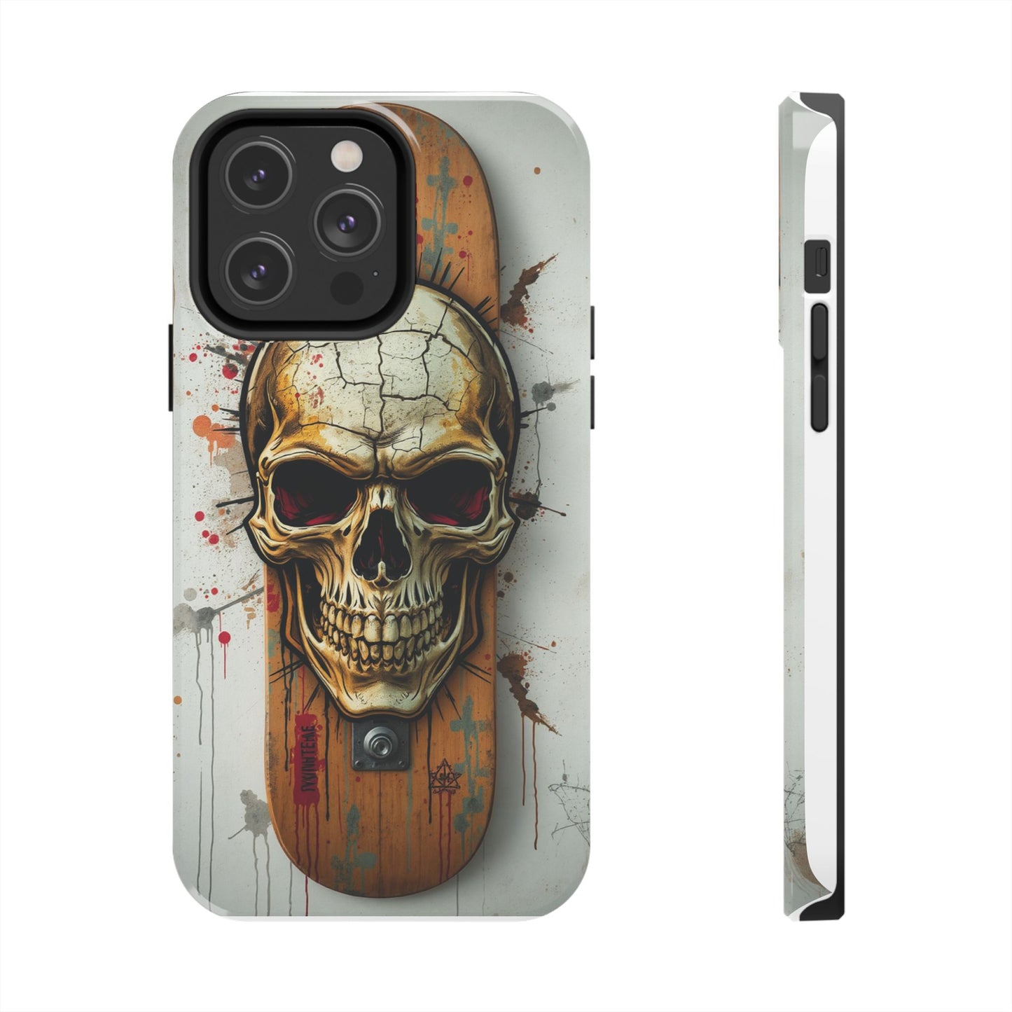 Edgy Skull Tough Phone Case - Durable Protection for Skateboard Enthusiasts