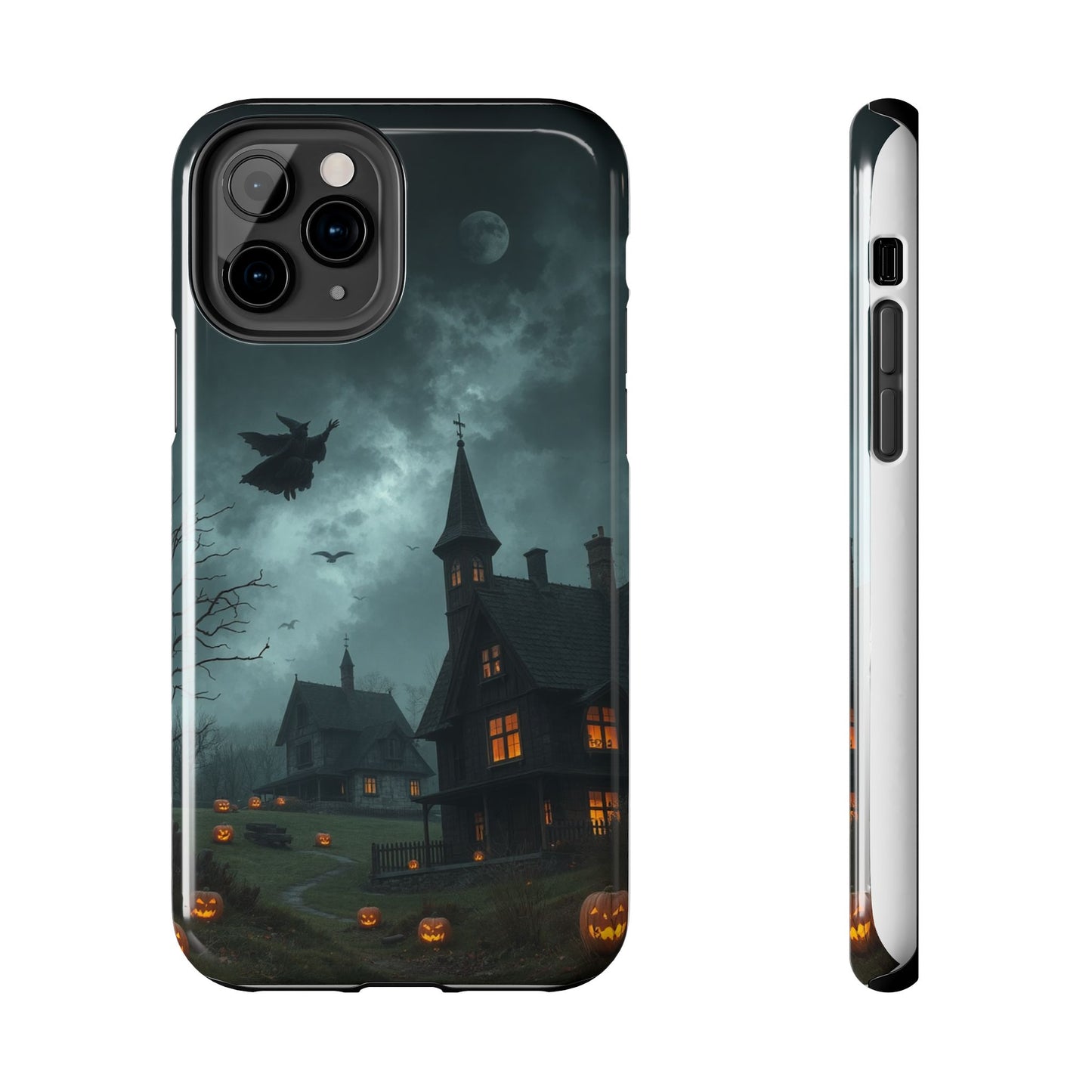 Halloween-Themed Tough Phone Case with Spooky House Design