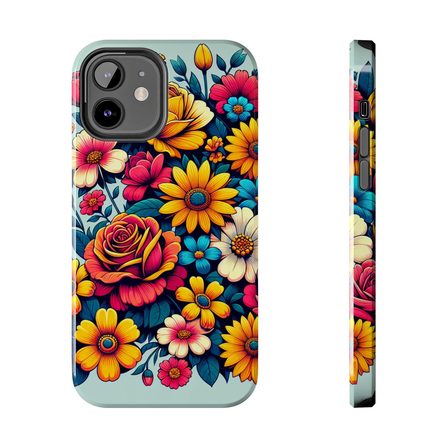 Vibrant Floral Tough Phone Case - Colorful Flower Design - for iPhone