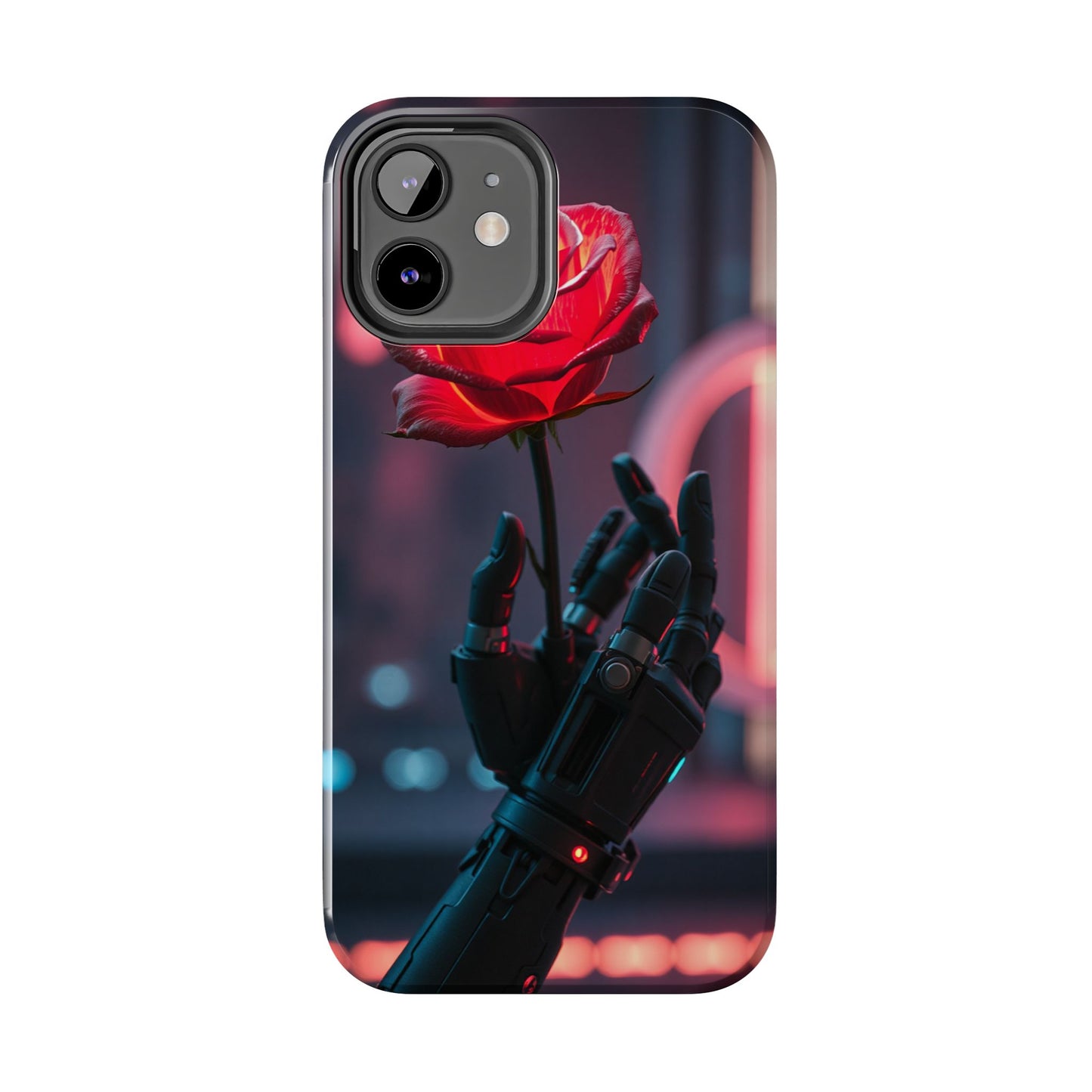 Futuristic Tough Phone Case with Robotic Rose Design | Durable Protection
