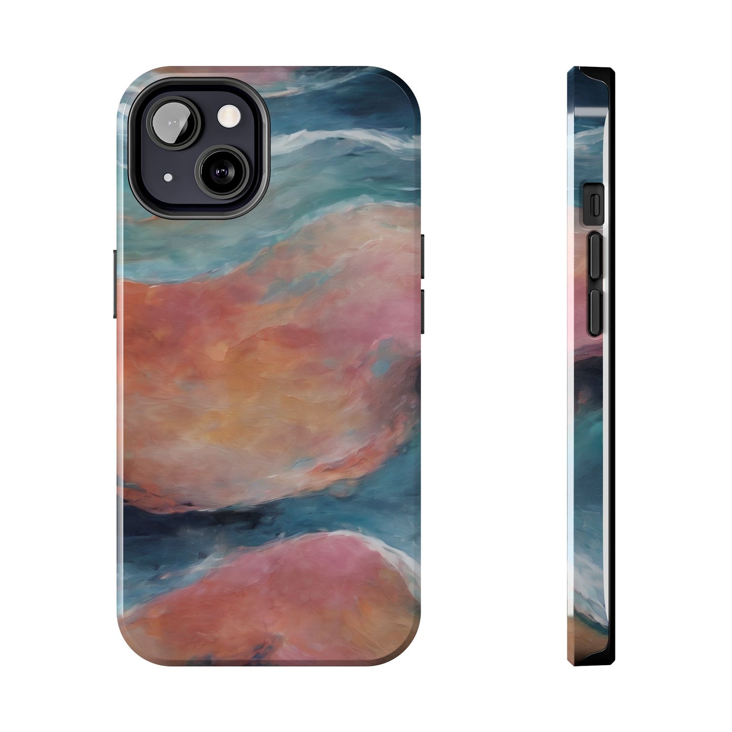 Artistic Painted Sea Tough Phone Case - Abstract Waves Design - for iPhone