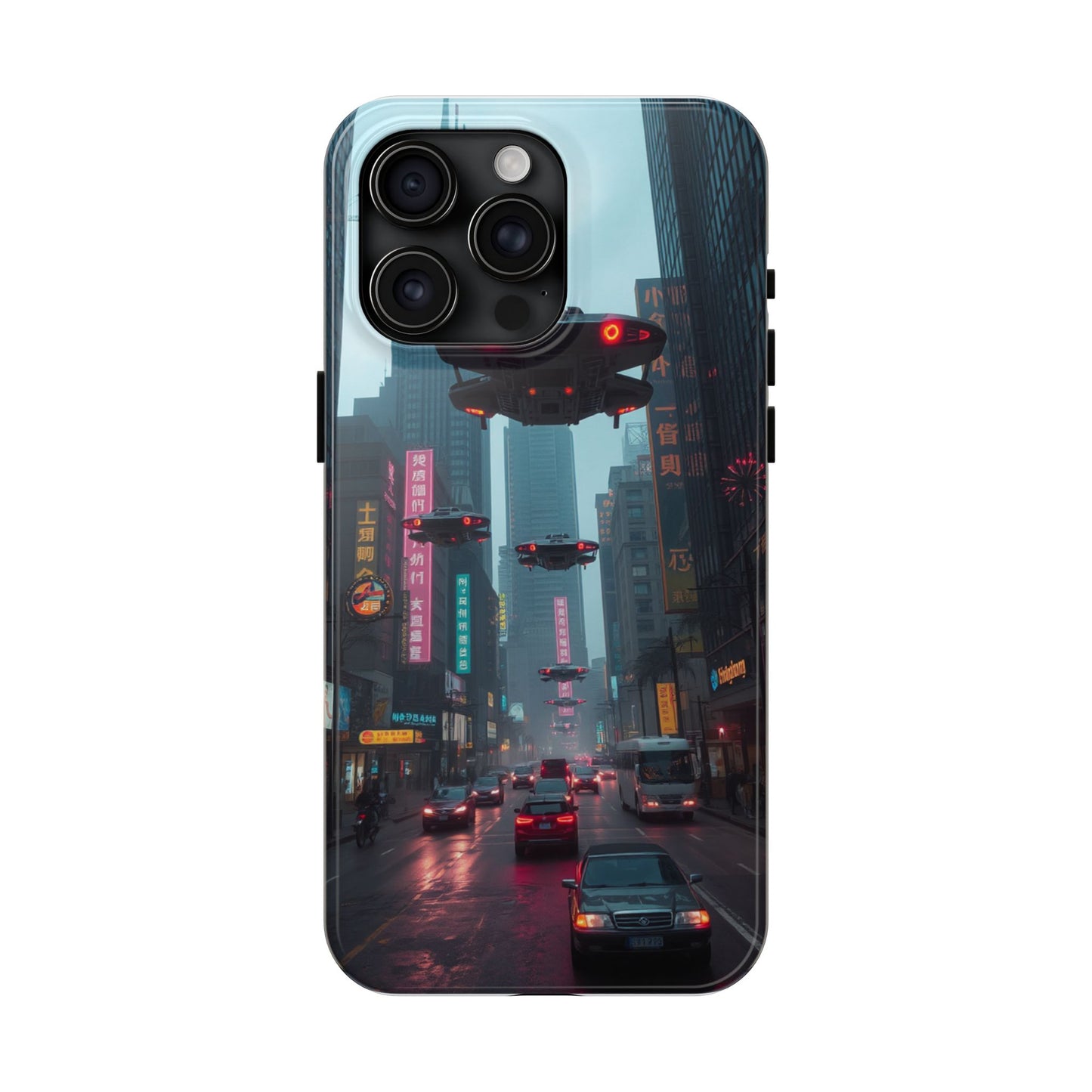 Futuristic City Tough Phone Case - Sci-Fi Design for Urban Explorers