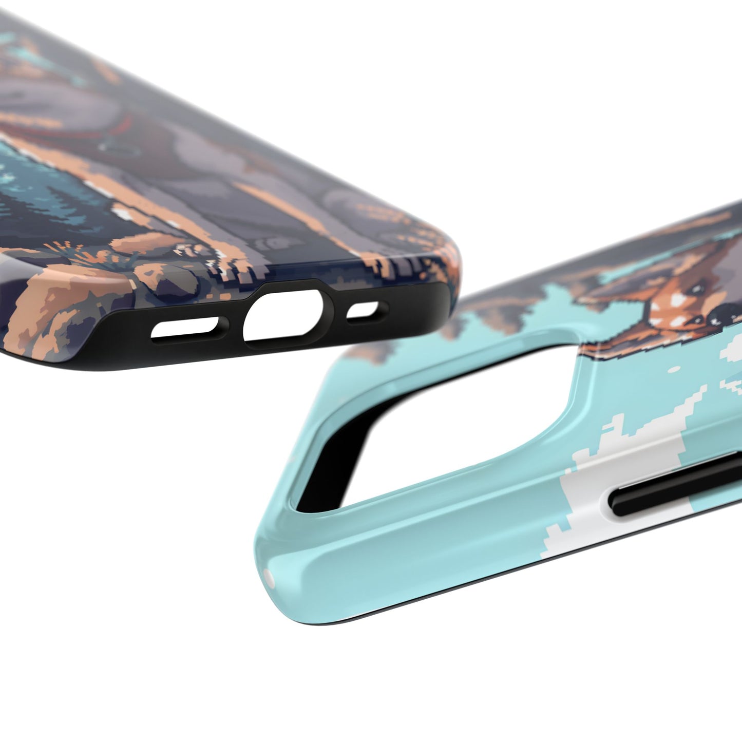 Retro Dog Adventure Tough Phone Case - Pixel Art Shiba Inu Design - for iPhone