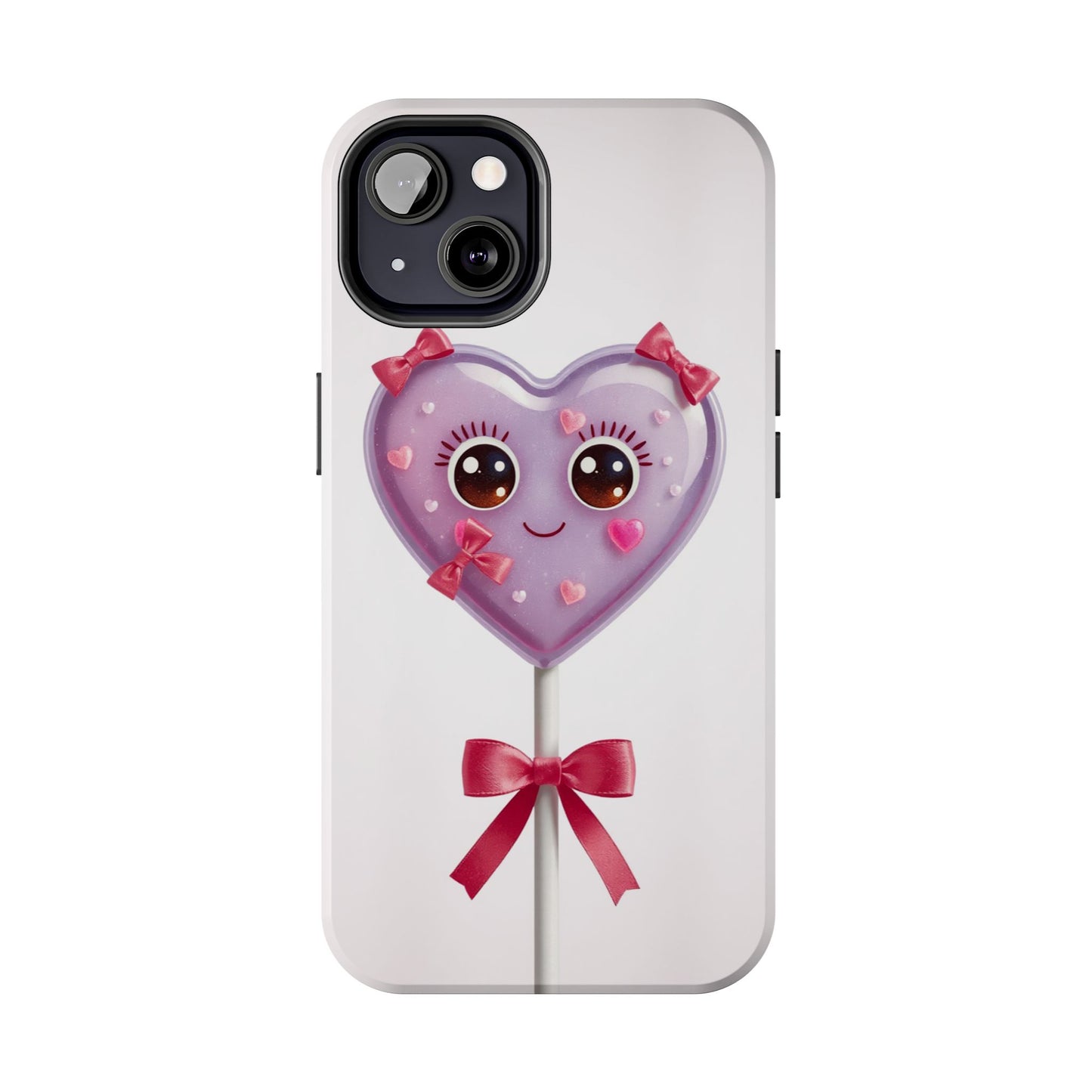Cute Heart Lollipop Tough Phone Case - Adorable Protection for Candy Lovers