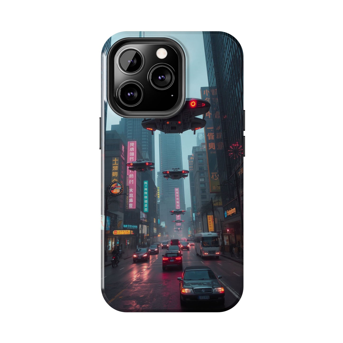 Futuristic City Tough Phone Case - Sci-Fi Design for Urban Explorers