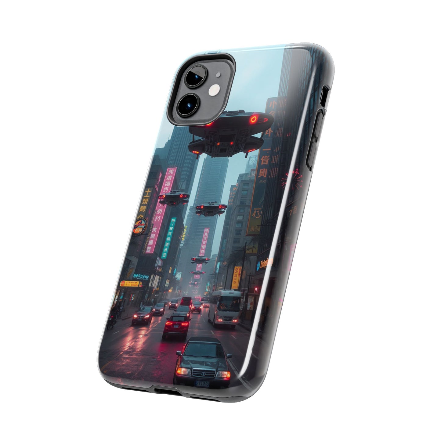 Futuristic City Tough Phone Case - Sci-Fi Design for Urban Explorers