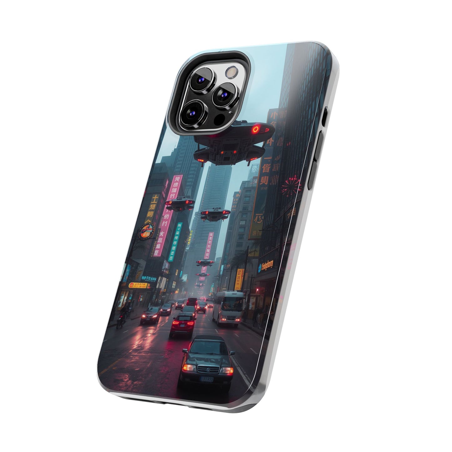 Futuristic City Tough Phone Case - Sci-Fi Design for Urban Explorers