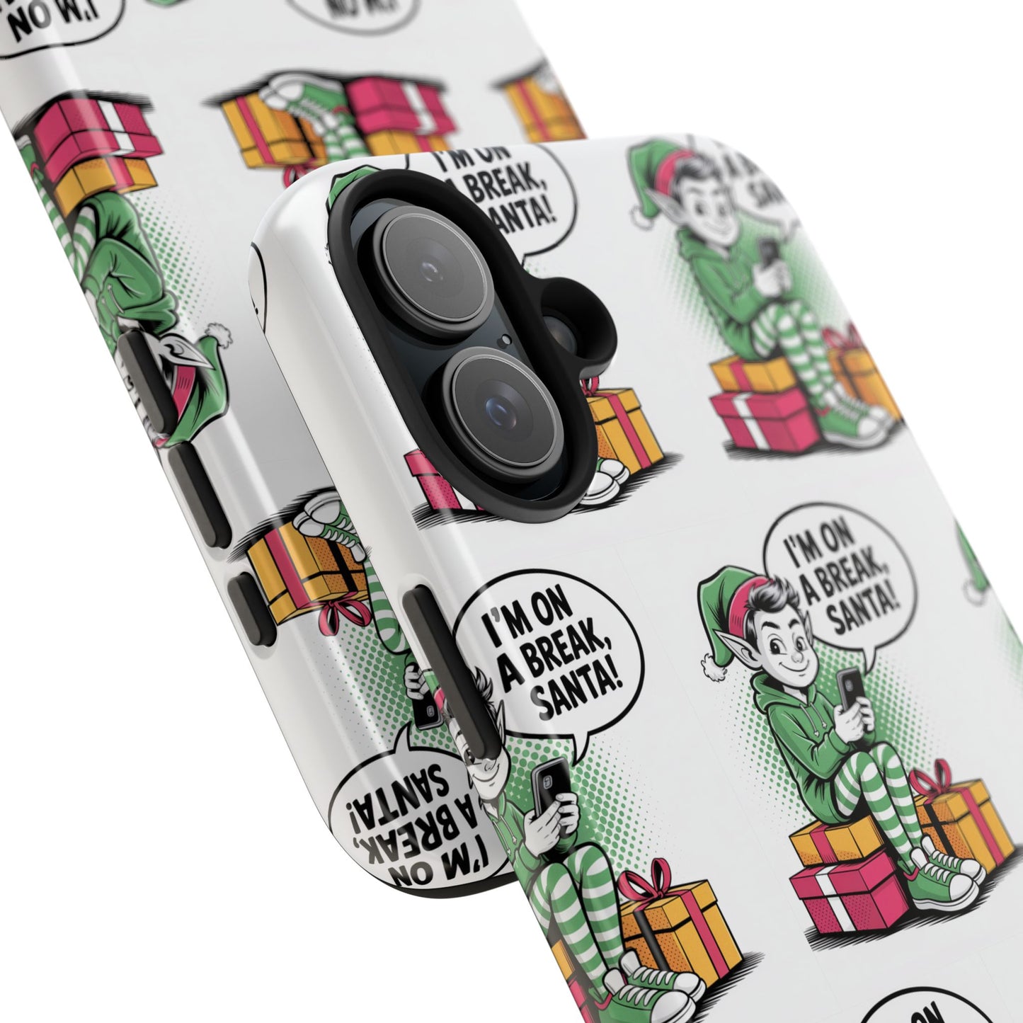 Christmas Elf Tough Phone Case - I'm on a Break, Santa Pattern!
