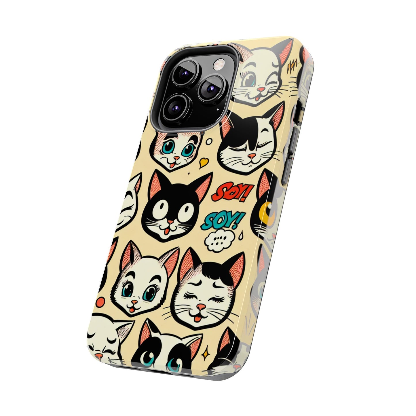 Playful Cat-Themed Tough Phone Case - Pet Pattern - for iPhone
