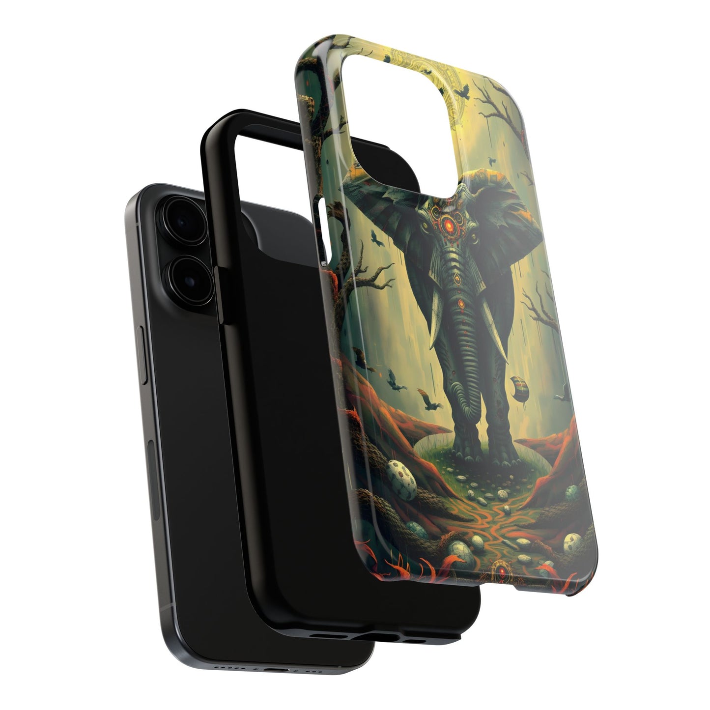 Mystical Forest Elephant Tough Phone Case | Vibrant Design for Nature Lovers - for iPhone