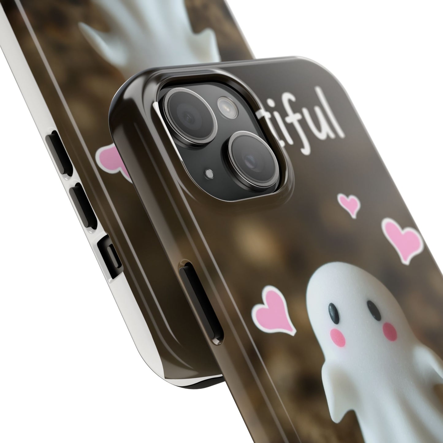 Cute Ghost Tough Phone Case - Beautiful Design with Heart Accents