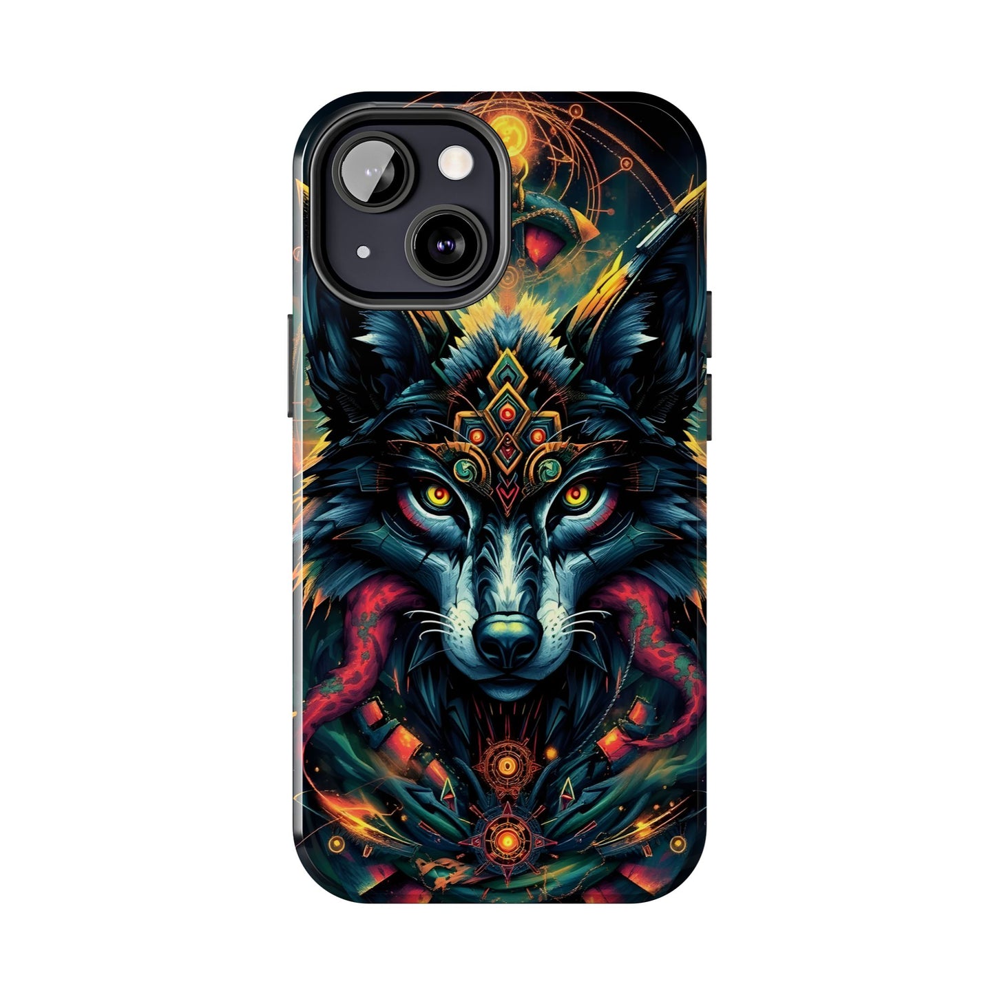 Vibrant Mystical Wolf Art Tough Phone Case - Durable & Unique Design for Animal Lovers - for iPhone