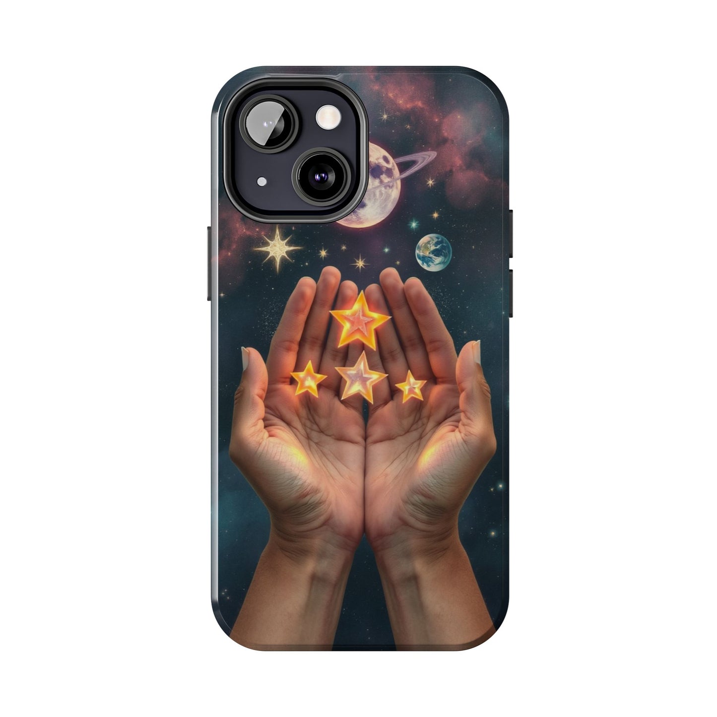 Galaxy Hands Tough Phone Case - Celestial Design for Star Lovers