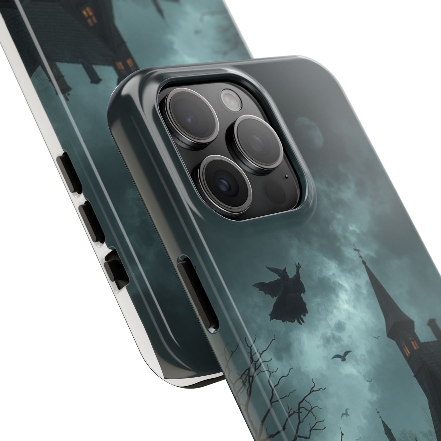 Halloween-Themed Tough Phone Case with Spooky House Design