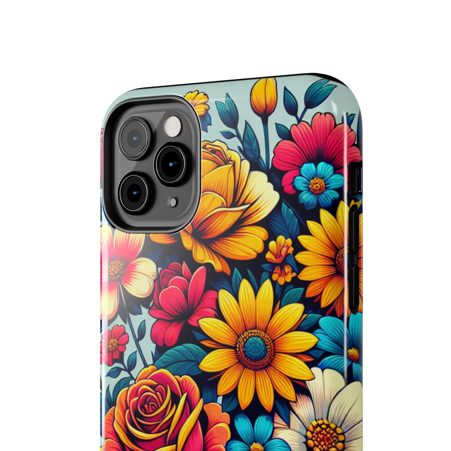 Vibrant Floral Tough Phone Case - Colorful Flower Design - for iPhone