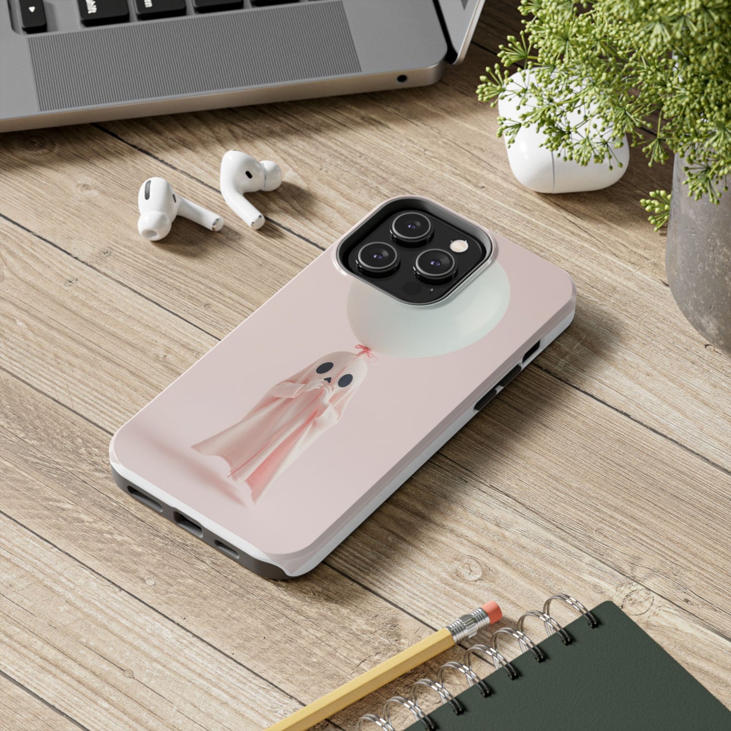 Cute Ghost Phone Case with Balloon - Tough Protection for Spooky Vibes