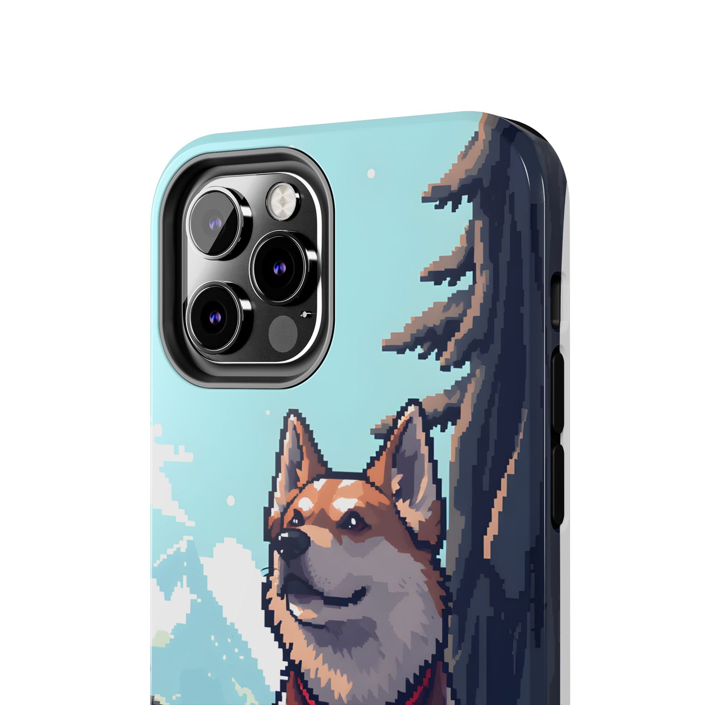 Retro Dog Adventure Tough Phone Case - Pixel Art Shiba Inu Design - for iPhone