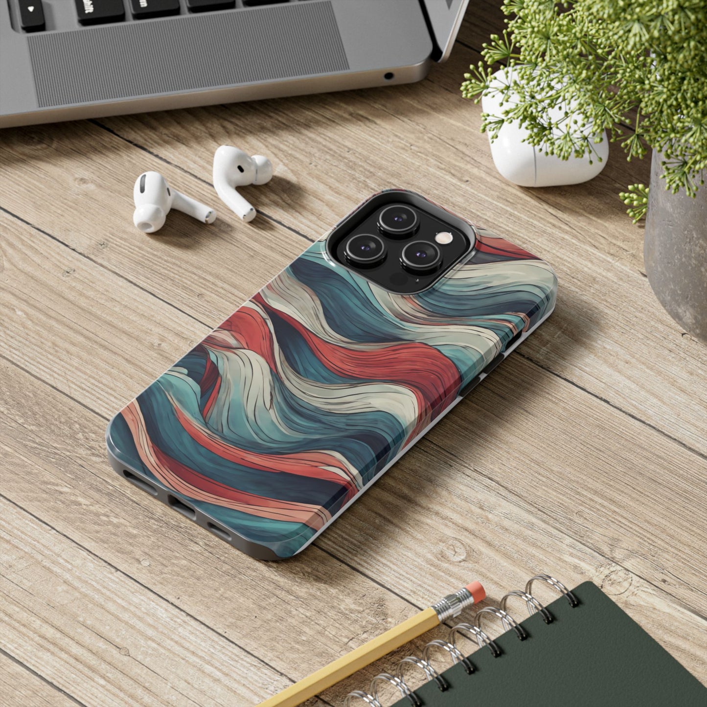 Abstract Waves Tough Phone Case - Stylish & Durable Phone Protection - for iPhone