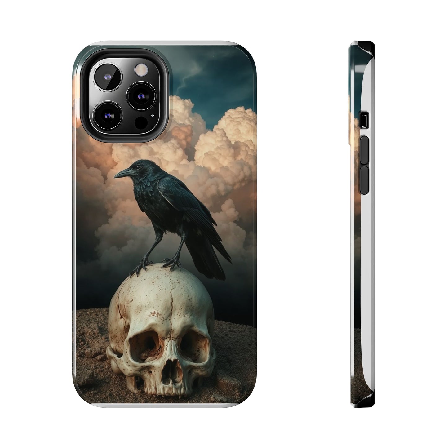 Gothic Raven Skull Tough Phone Case - Unique Protective Cover for Halloween Lovers
