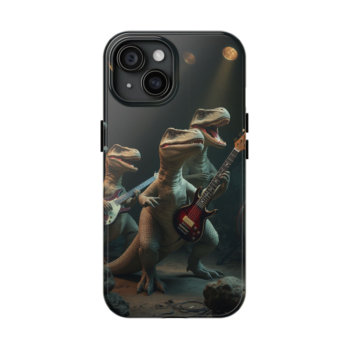 Rockin' Dinosaur Tough Phone Cases - Perfect for Music Lovers and Kids!